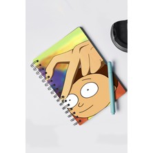 Takivis Rick And Morty Happy Ahşap Kapaklı Mdf Defter