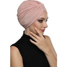 ELYSIANfidan Çapraz Penye Astarlı Pudra Hazır Türban Tesettür Havuz Bonesi