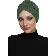 ELYSIANfidan Çapraz Penye Astarlı Çağla Yeşili Hazır Türban Tesettür Havuz Bonesi