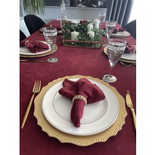 Kadife Dokulu Dertsiz Bordo Masa Örtüsü