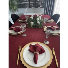 Kadife Dokulu Dertsiz Bordo Masa Örtüsü