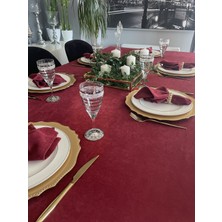 Kadife Dokulu Dertsiz Bordo Masa Örtüsü