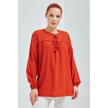 Fresh Moda Kadın Nar Çiçeği Şile Bezi Anne Penye Bluz