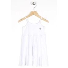 Zepkids Kız Çocuk Regular Fit Kalp Baskılı Askılı Kolsuz Elbise
