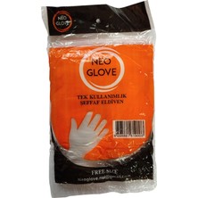 Neo Glove Tek Kullanımlık Şeffaf Market Iş Temizlik Eldiveni Büyük Boy 100 Adetlik Paket