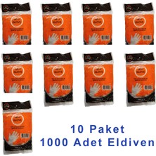 Neo Glove Tek Kullanımlık Şeffaf Market Iş Temizlik Eldiveni Büyük Boy 100 Adetlik 10 Paket