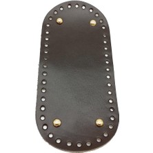 Angel Çanta Aksesuar Gerçek Deri Koyu Kahve 25X12 cm Oval Light Gold Metalli Çanta Tabanı