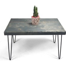 Entema Doğal Ağaç Lata Masif Kütük Orta Sehpa (60CM x 60CM) Metal Ayak
