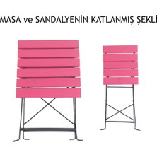 Zemes Design Pembe Renk Katlanır Masa Sandalye Bahçe Balkon Mutfak Takımı 2 Sandalye 1 Masa Bistro Takım