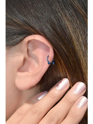 Sacce Scarves&Accessories 8 mm Parlament Mavi Çelik Top Uçlu Piercing Helix Kıkırdak