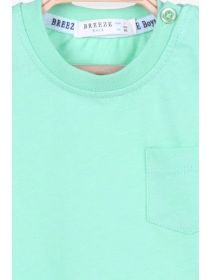 Breeze Erkek Bebek Tişört Cepli Mint Yeşili (9 Ay-3 Yaş)