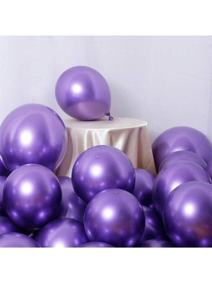 Bal10 Dünyası Mor Krom Parlak Balon 50 Adet