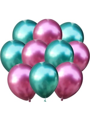 Bal10 Dünyası Pembe-Yeşil Krom Balon 50 Adet