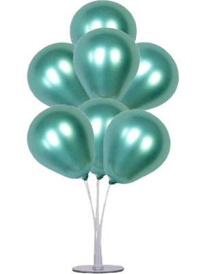 Bal10 Dünyası Balon Standı ve 7 Adet Yeşil Renk Krom Balon