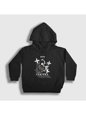 Presmono Unisex Çocuk Siyah Giyu Tomioka Anime Demon Slayer Kimetsu No Yaiba Kapüşonlu Sweatshirt