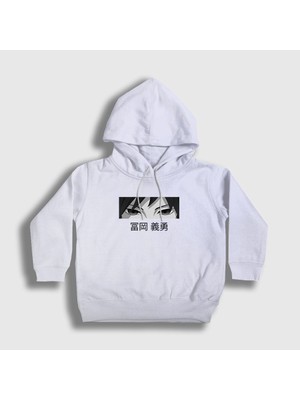 Presmono Unisex Çocuk Beyaz Eyes Giyu Tomioka Anime Demon Slayer Kimetsu No Yaiba Kapüşonlu Sweatshirt