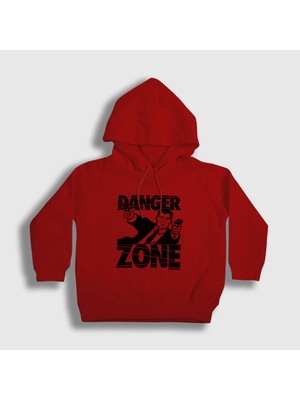 Presmono Unisex Çocuk Kırmızı Danger Zone Sterling Archer Kapüşonlu Sweatshirt