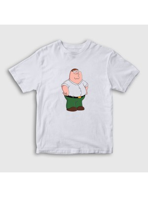 Presmono Unisex Çocuk Beyaz Peter Griffin V2 Family Guy T-Shirt
