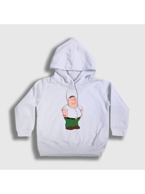 Presmono Unisex Çocuk Beyaz Peter Griffin V2 Family Guy Kapüşonlu Sweatshirt