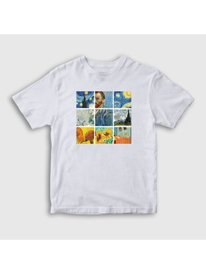 Presmono Unisex Çocuk Beyaz Art Painter Vincent Van Gogh T-Shirt