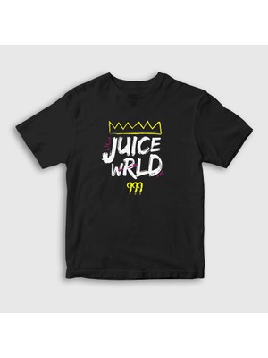 Presmono Unisex Çocuk Siyah Crown Juice Wrld T-Shirt