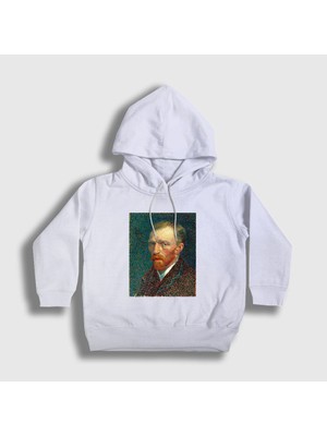 Presmono Unisex Çocuk Beyaz Portrait Art Painter Vincent Van Gogh Kapüşonlu Sweatshirt