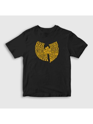 Presmono Unisex Çocuk Siyah Logo V2 Wu Tang Clan T-Shirt