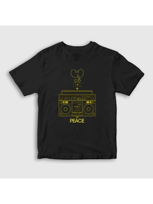 Presmono Unisex Çocuk Siyah Peace Wu Tang Clan T-Shirt
