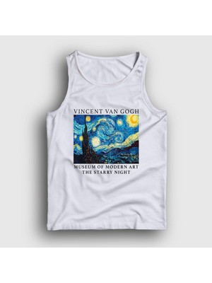 Presmono Unisex Beyaz Starry Night V2 Art Painter Vincent Van Gogh Atlet