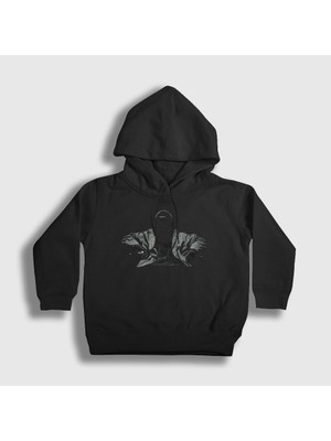 Presmono Unisex Çocuk Siyah Real V2 Rapper NF Kapüşonlu Sweatshirt