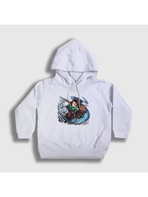Presmono Unisex Çocuk Beyaz Water Tanjiro Kamado Anime Demon Slayer Kimetsu No Yaiba Kapüşonlu Sweatshirt