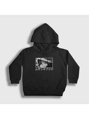 Presmono Unisex Çocuk Siyah Muzan Kibutsuji V2 Anime Demon Slayer Kimetsu No Yaiba Kapüşonlu Sweatshirt