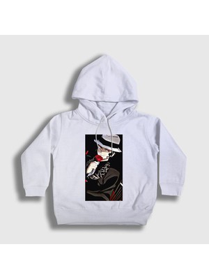 Presmono Unisex Çocuk Beyaz Muzan Kibutsuji Anime Demon Slayer Kimetsu No Yaiba Kapüşonlu Sweatshirt