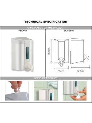 Şeker Portakalı Yayıncılık Vialli F2 Hazneli Köpük Sabun Dispenseri Aparatı 500 ml Beyaz