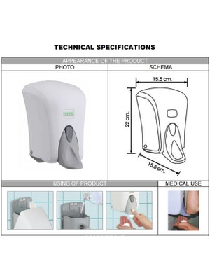 Şeker Portakalı Yayıncılık Vialli F6M Hazneli Medikal Köpük Sabun Dispenseri Aparatı 1000 ml Beyaz