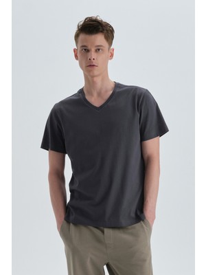 Dagi V Yaka Antrasit T-Shirt