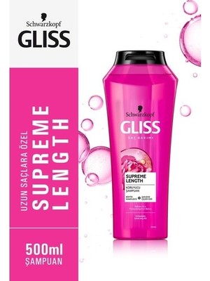 Gliss Supreme Length Koruyucu Şampuan - Biotin Kompleksi ve Şakayık Çiçeği Özü ile 500 ml