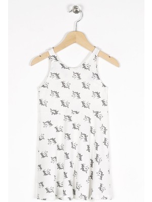Zepkids Kız Çocuk Regular Fit Unicorn Desenli Kolsuz Elbise