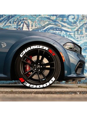 Kom Dodge Charger Rt Beyaz Kalıcı Lastik Yazısı Dodge Charger Rt Sticker 8 Kit