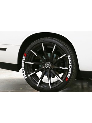 Kom Dodge Beyaz Kalıcı Lastik Yazısı Dodge Sticker 8 Kit