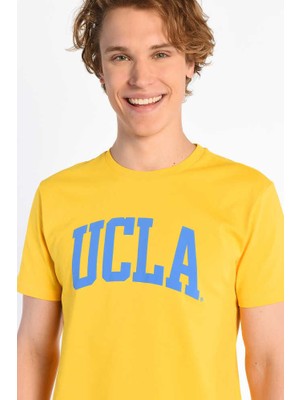 Ucla Culver Sarı Bisiklet Yaka Baskılı Erkek Tshirt