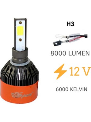 LED Far Ampulü Beyaz 48W 12V 8000LM H3 / LAAM94