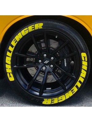 Kom Challenger Sarı Kalıcı Lastik Yazısı Challenger Sticker 8 Kit