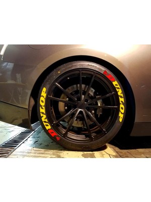Kom Dunlop Sarı Kalıcı Lastik Yazısı Dunlop Sticker 4 Kit
