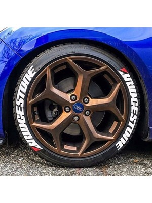Kom Bridgestone Beyaz Kalıcı Lastik Yazısı Bridgestone Sticker 8 Kit Büyük Boy