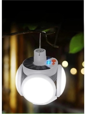 HUBSTEİN Solar Güneş Enerji ve USB Sarjlı 5 Kanatlı Bahçe Aydınlatma LED Askılı Pratik Kamp Lamba 5 Kanatlı Solar Kamp Lambası