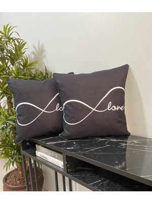Palmia Home Love Yazılı Dekoratif 2'li Kırlent Kılıfı