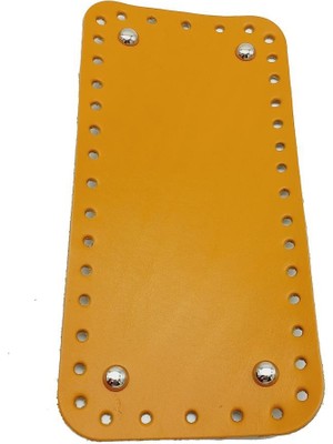 Angel Çanta Aksesuar Gerçek Deri Hardal Sarı 25X12 cm Dikdörtgen Gümüş Metalli Çanta Tabanı