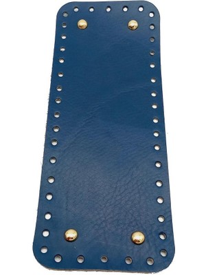Angel Çanta Aksesuar Gerçek Deri Lacivert 30X12 cm Dikdörtgen Light Gold Metalli Çanta Tabanı