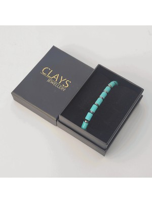 Clays Jewellery Firuze / Turkuaz & Hematit Doğal Taş Makrome Bileklik